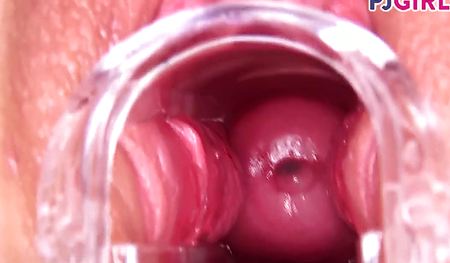 Распутница светит матку крупным планом